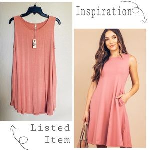 Boutique Dusty Rose Swing Dress